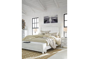 Kanwyn Whitewash California King Panel Bed with Storage Bench -  Ashley - DMV Furniture
