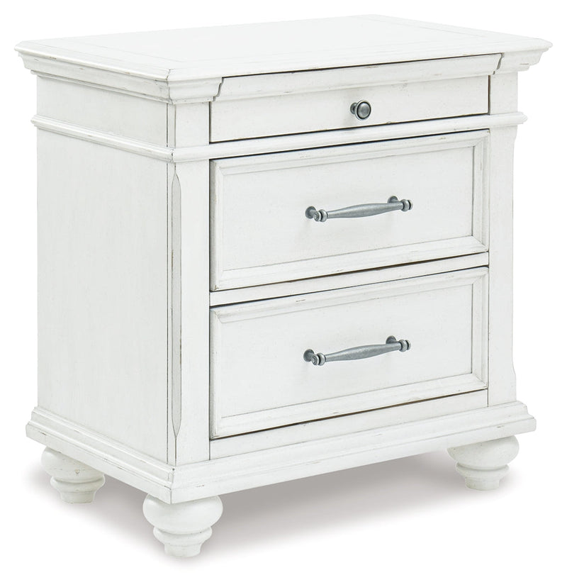 Kanwyn Whitewash King Upholstered Panel Bed, Dresser and Nightstand from Ashley - DMV Furniture
