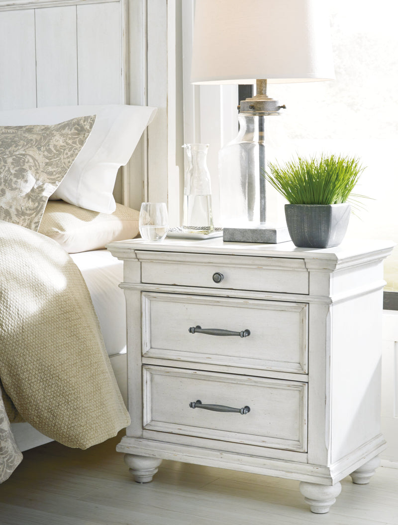 Kanwyn Whitewash King Upholstered Panel Bed, Dresser and Nightstand from Ashley - DMV Furniture