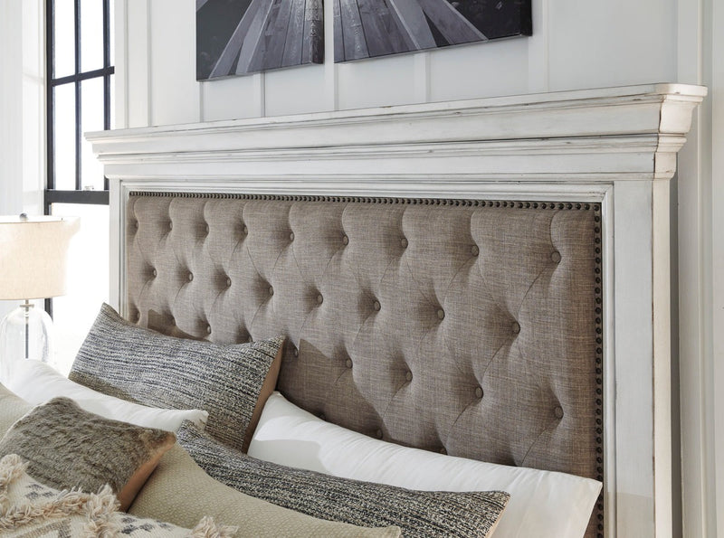 Kanwyn Whitewash Queen Upholstered Storage Bed from Ashley - DMV Furniture