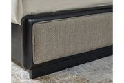 Rowanbeck Gray/Black King Upholstered Panel Bed -  Ashley - DMV Furniture