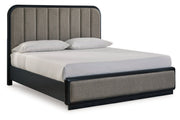 Rowanbeck Gray/Black King Upholstered Panel Bed -  Ashley - DMV Furniture
