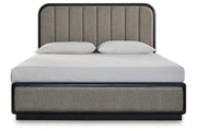 Rowanbeck Gray/Black King Upholstered Panel Bed -  Ashley - DMV Furniture