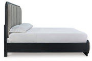 Rowanbeck Gray/Black King Upholstered Panel Bed -  Ashley - DMV Furniture