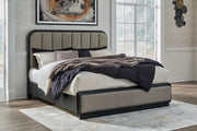 Rowanbeck Gray/Black California King Upholstered Panel Bed -  Ashley - DMV Furniture