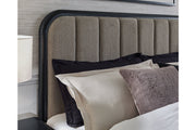 Rowanbeck Gray/Black King Upholstered Panel Bed -  Ashley - DMV Furniture