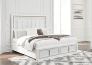 Chalanna White Queen Upholstered Storage Bed with Mirrored Dresser from Ashley - DMV Furniture