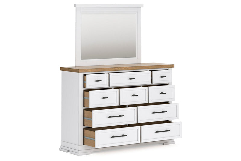 Ashbryn White/Natural Dresser and Mirror -  Ashley - DMV Furniture