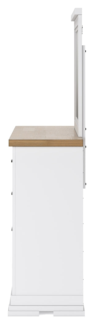 Ashbryn California King Panel Storage Bed, Dresser and Mirror in White/Natural from Ashley - DMV Furniture