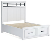 Ashbryn Queen Panel Storage Bed, Dresser and Mirror in White/Natural from Ashley - DMV Furniture