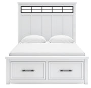 Ashbryn Queen Panel Storage Bed, Dresser and Mirror in White/Natural from Ashley - DMV Furniture