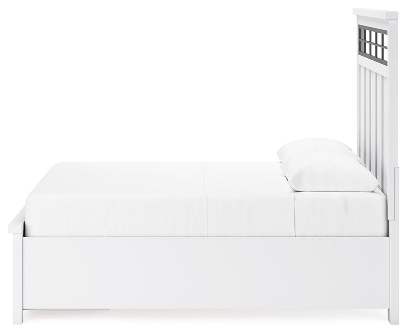 Ashbryn Queen Panel Storage Bed, Dresser and Mirror in White/Natural from Ashley - DMV Furniture