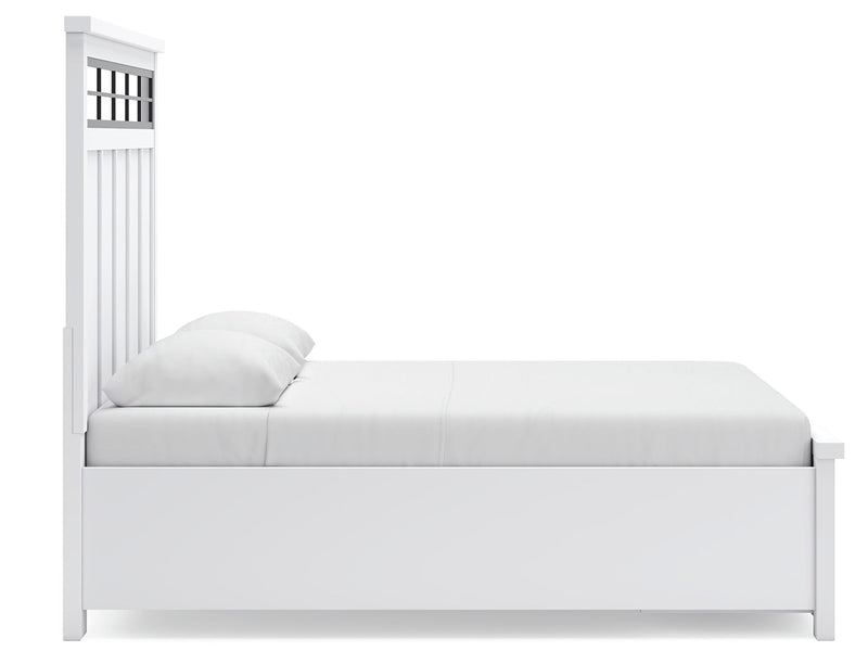 Ashbryn Queen Panel Storage Bed, Dresser and Mirror in White/Natural from Ashley - DMV Furniture