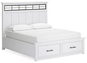 Ashbryn California King Panel Storage Bed, Dresser and Mirror in White/Natural from Ashley - DMV Furniture