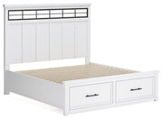 Ashbryn King Panel Storage Bed, Dresser and Mirror in White/Natural from Ashley - DMV Furniture