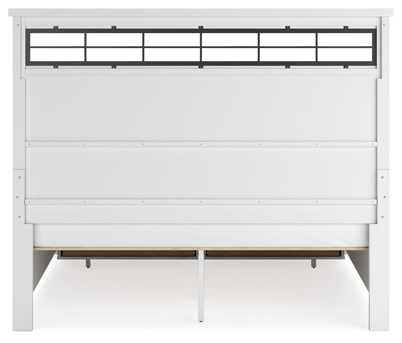 Ashbryn King Panel Storage Bed, Dresser and Mirror in White/Natural from Ashley - DMV Furniture