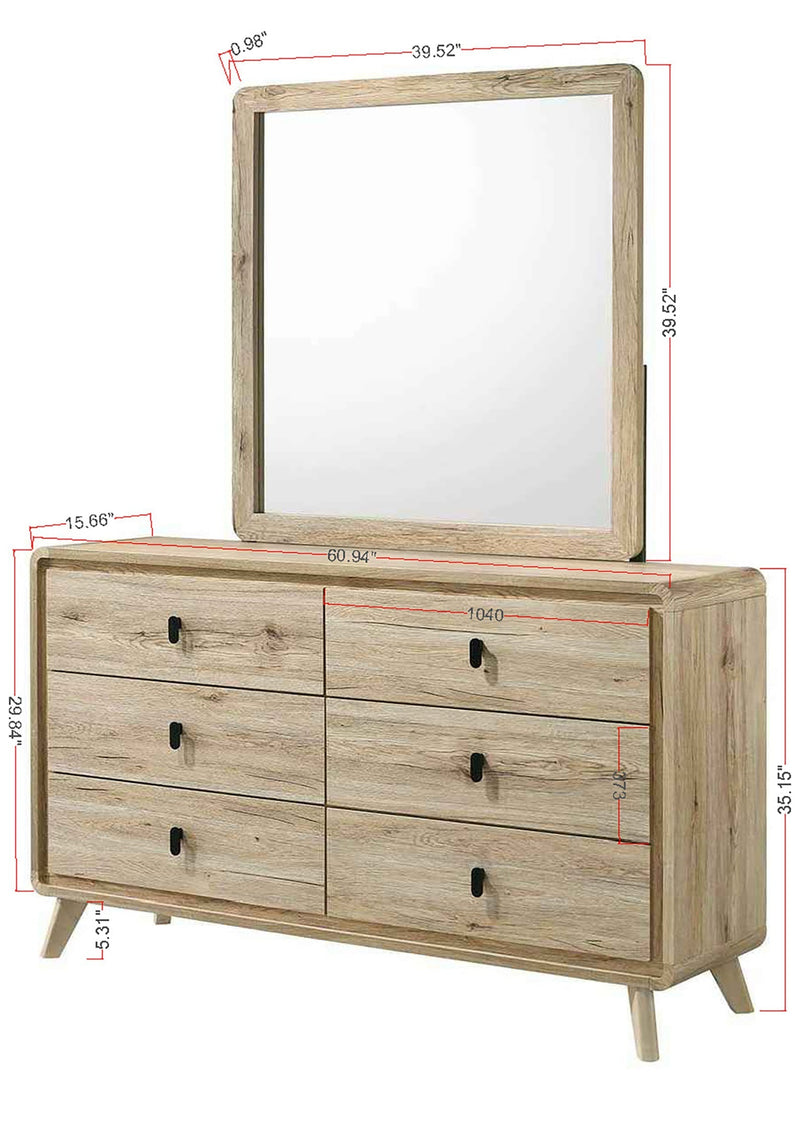 Dawson Light Wood Bedroom Mirror (Mirror Only) from Crown Mark - DMV Furniture