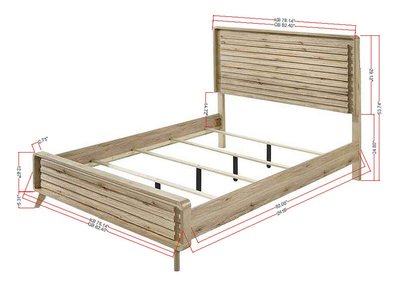 Dawson Light Wood King Panel Bed from Crown Mark - DMV Furniture