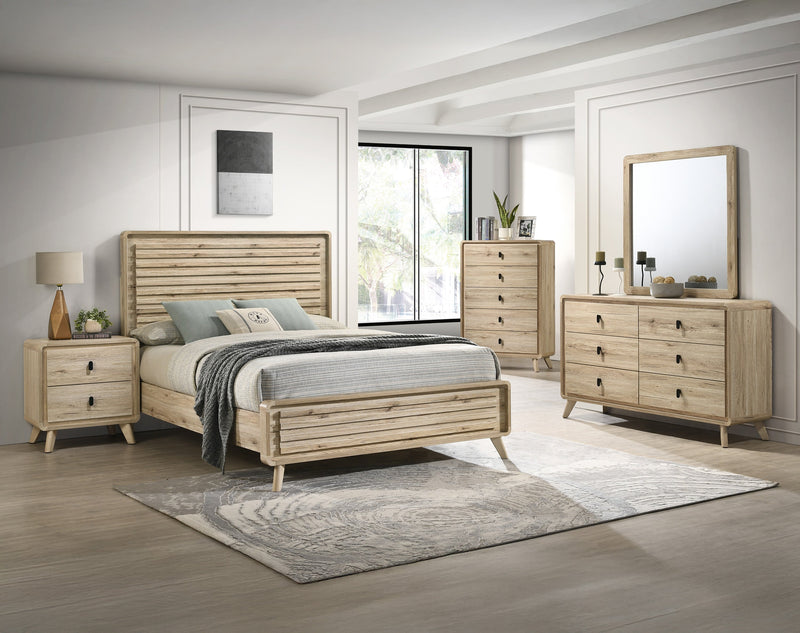 Dawson Light Wood King Panel Bed from Crown Mark - DMV Furniture