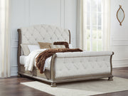 Ardenfield Light Brown King Sleigh Bed, Dresser, Mirror and Nightstand from Ashley - DMV Furniture