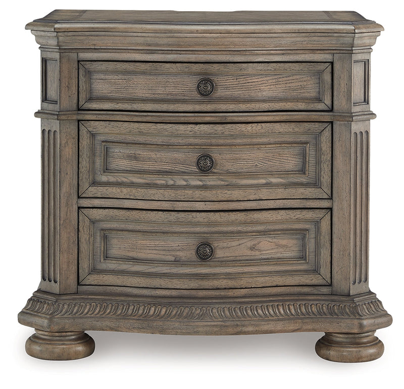 Ardenfield Light Brown King Sleigh Bed, Dresser, Mirror and Nightstand from Ashley - DMV Furniture