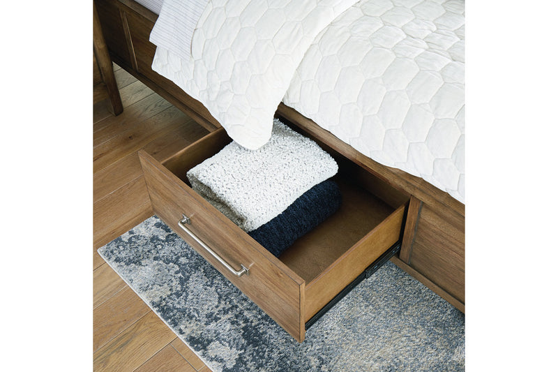 Cabalynn Light Brown California King Panel Bed with Storage from Ashley - DMV Furniture