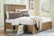 Cabalynn Light Brown California King Panel Bed with Storage from Ashley - DMV Furniture