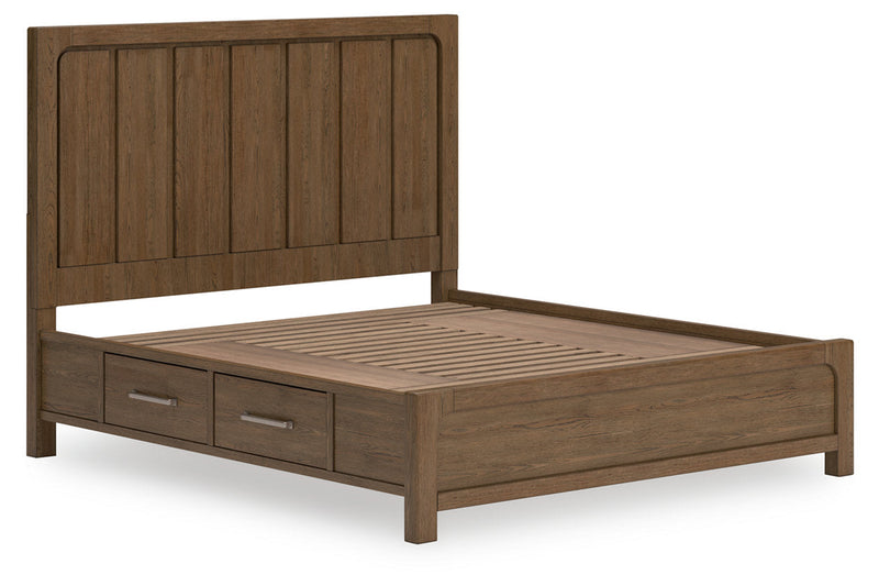 Cabalynn Light Brown California King Panel Bed with Storage from Ashley - DMV Furniture