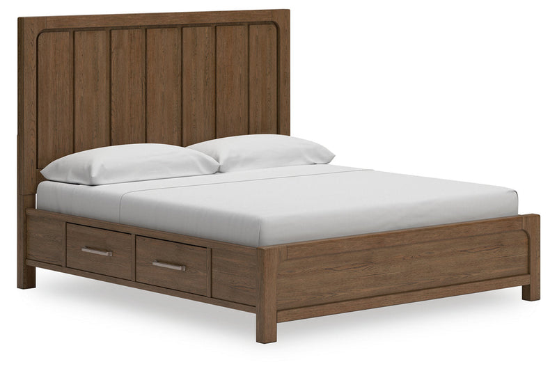 Cabalynn Light Brown California King Panel Bed with Storage from Ashley - DMV Furniture