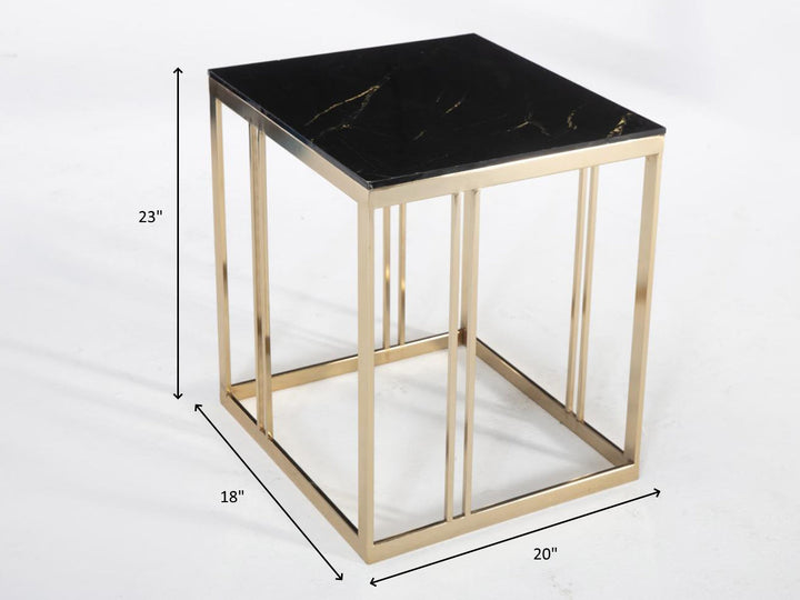 Montego Side Table  (Crl Mrb /Gold)