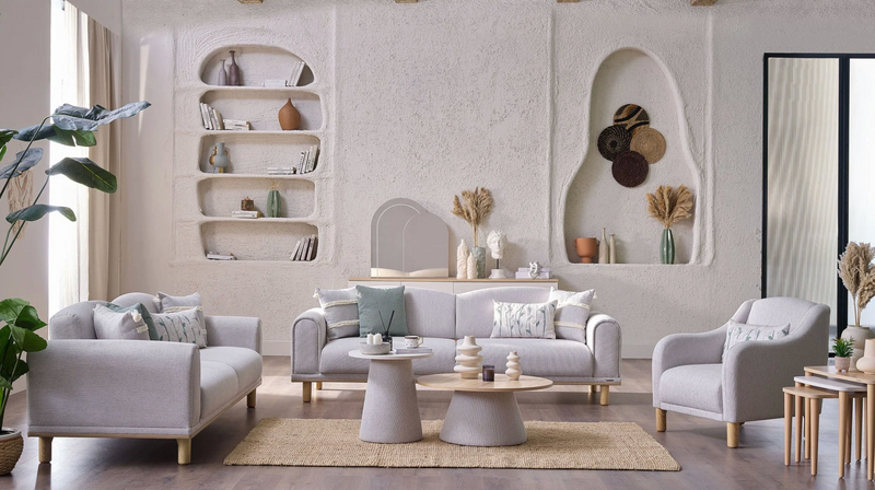 Boheems Cream Sofa And Loveseat