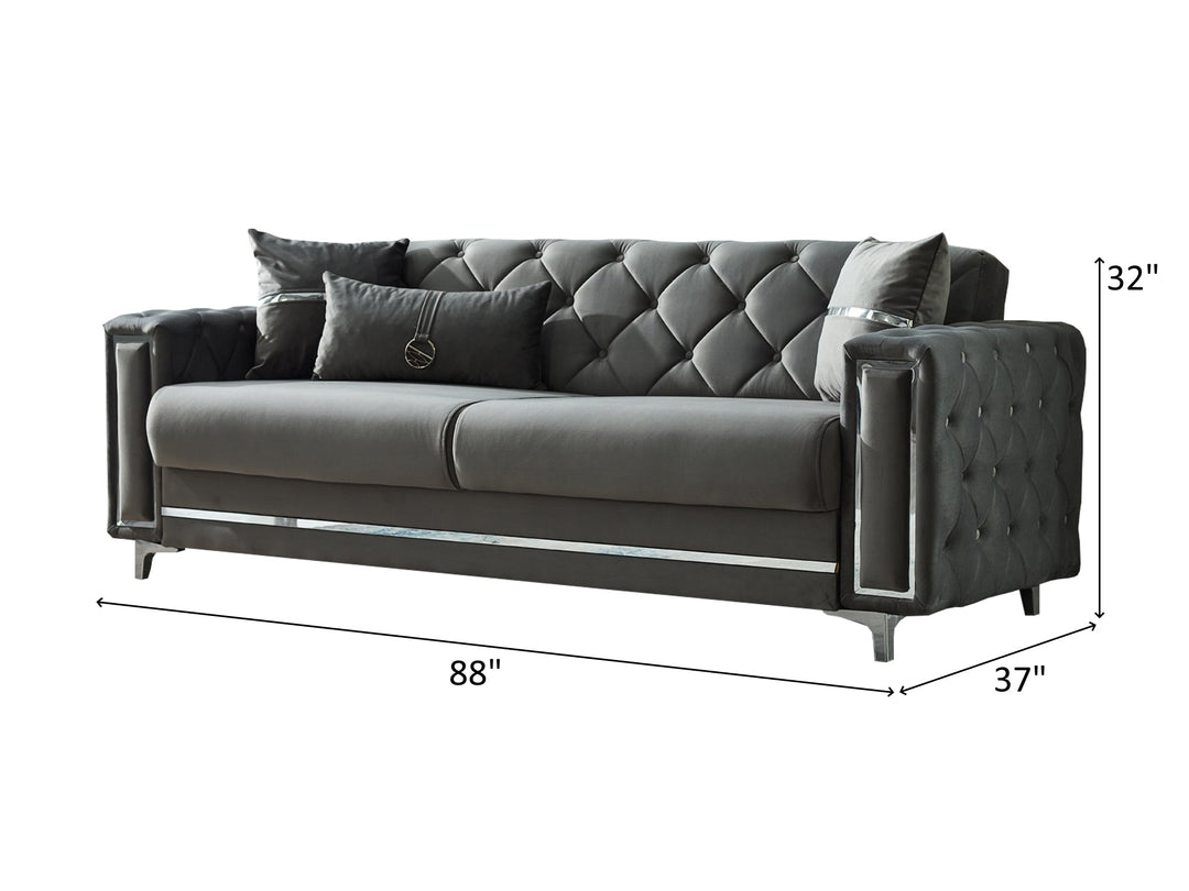 Bolivya 88" Wide Tufted Convertible Sofa