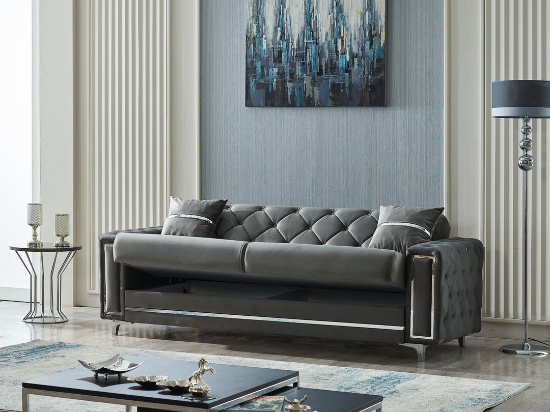 Bolivya 88" Wide Tufted Convertible Sofa