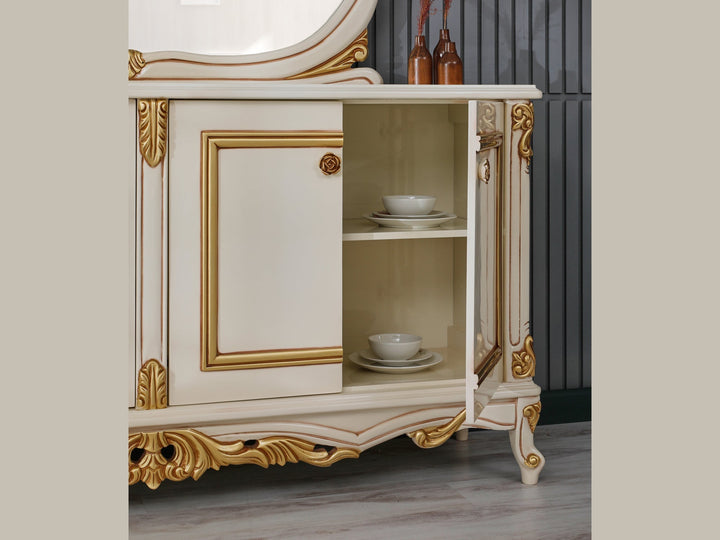 Buse 78" Wide 4 Door Buffet With Mirror