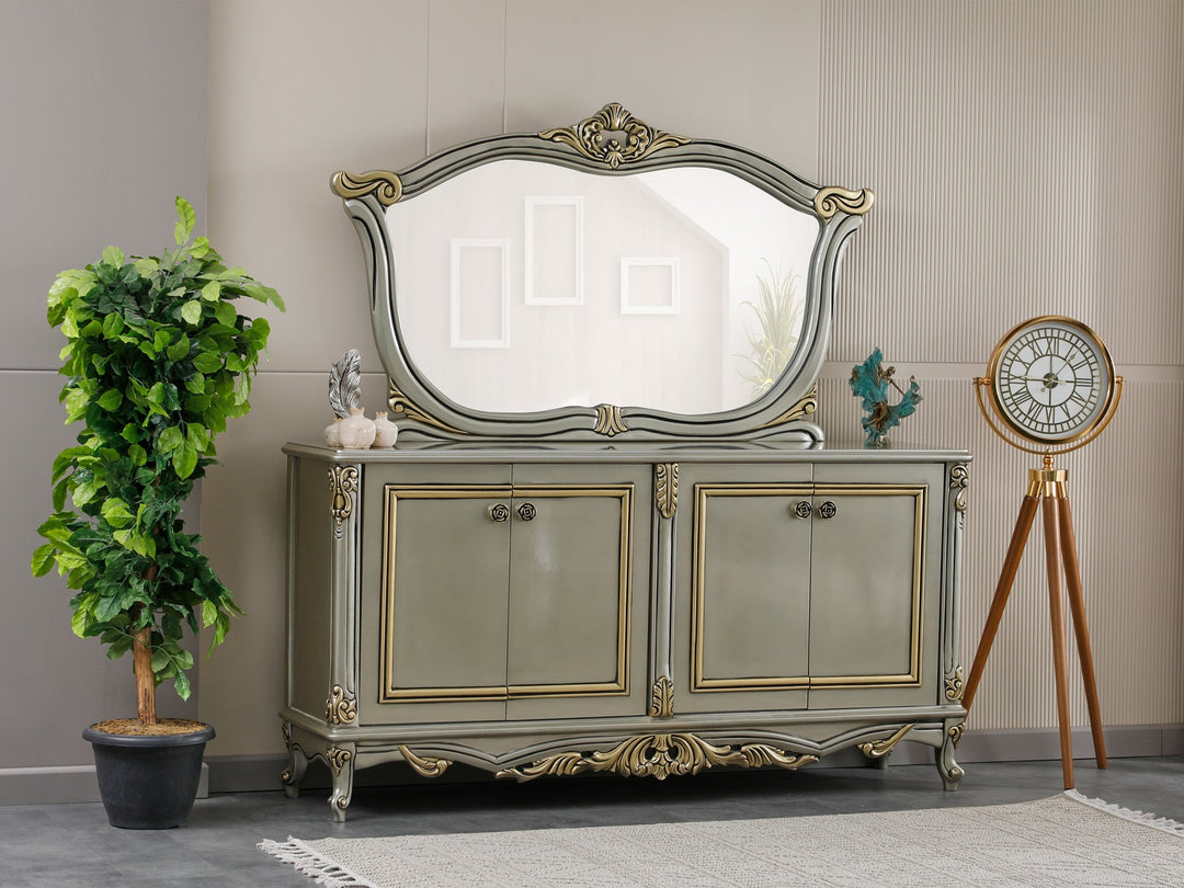 Buse 78" Wide 4 Door Buffet With Mirror