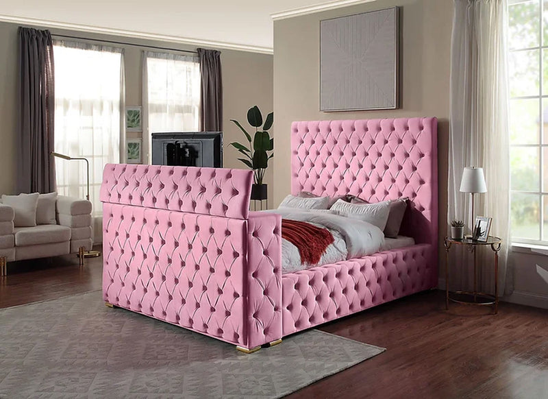 Cannes Queen Pink Platform TV Bed