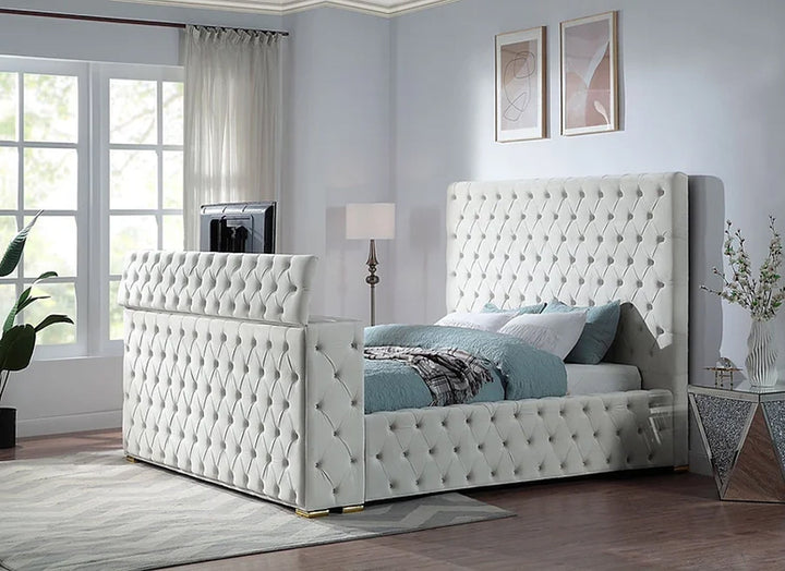 Cannes Queen Cream Platform TV Bed