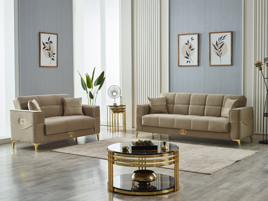 Clara 77" Wide Square Arm Convertible Loveseat