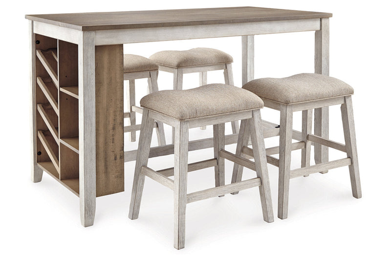 Skempton White/Light Brown Counter Height Dining Table and 4 Barstools -  Ashley - DMV Furniture