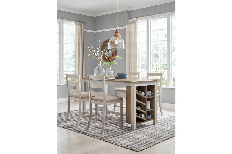 Skempton White/Light Brown Counter Height Dining Table and 4 Barstools -  Ashley - DMV Furniture