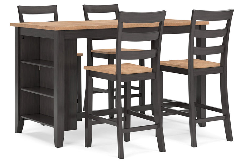 Gesthaven Natural/Brown Counter Height Dining Table and 4 Barstools -  Ashley - DMV Furniture