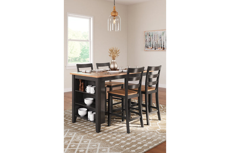 Gesthaven Natural/Brown Counter Height Dining Table and 4 Barstools -  Ashley - DMV Furniture