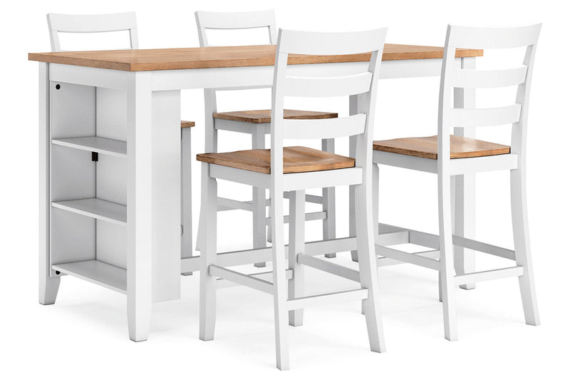Gesthaven Natural/White Counter Height Dining Table and 4 Barstools -  Ashley - DMV Furniture