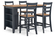 Gesthaven Natural/Blue Counter Height Dining Table and 4 Barstools -  Ashley - DMV Furniture