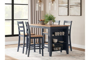 Gesthaven Natural/Blue Counter Height Dining Table and 4 Barstools -  Ashley - DMV Furniture