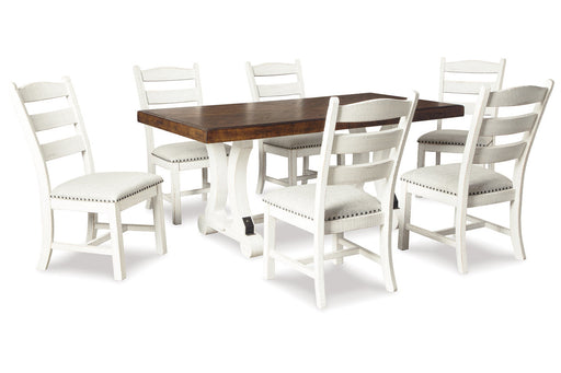 Valebeck Beige/White Dining Table and 6 Chairs -  Ashley - DMV Furniture