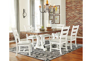 Valebeck Beige/White Dining Table and 6 Chairs -  Ashley - DMV Furniture