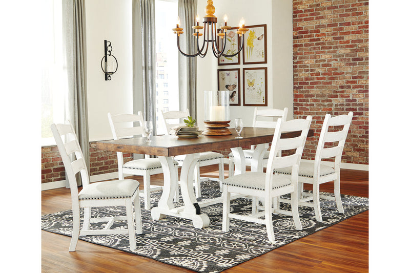 Valebeck Beige/White Dining Table and 6 Chairs -  Ashley - DMV Furniture
