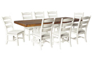 Valebeck Beige/White Dining Table and 8 Chairs -  Ashley - DMV Furniture