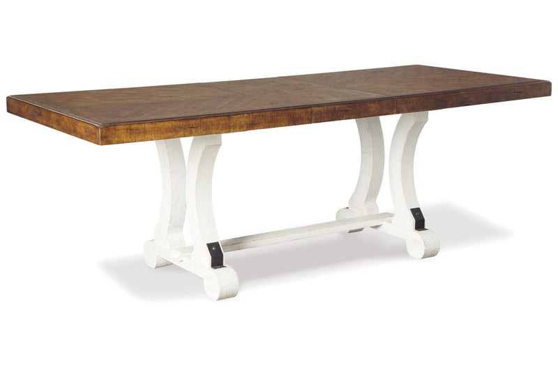 Valebeck Beige/White Dining Table and 6 Chairs -  Ashley - DMV Furniture